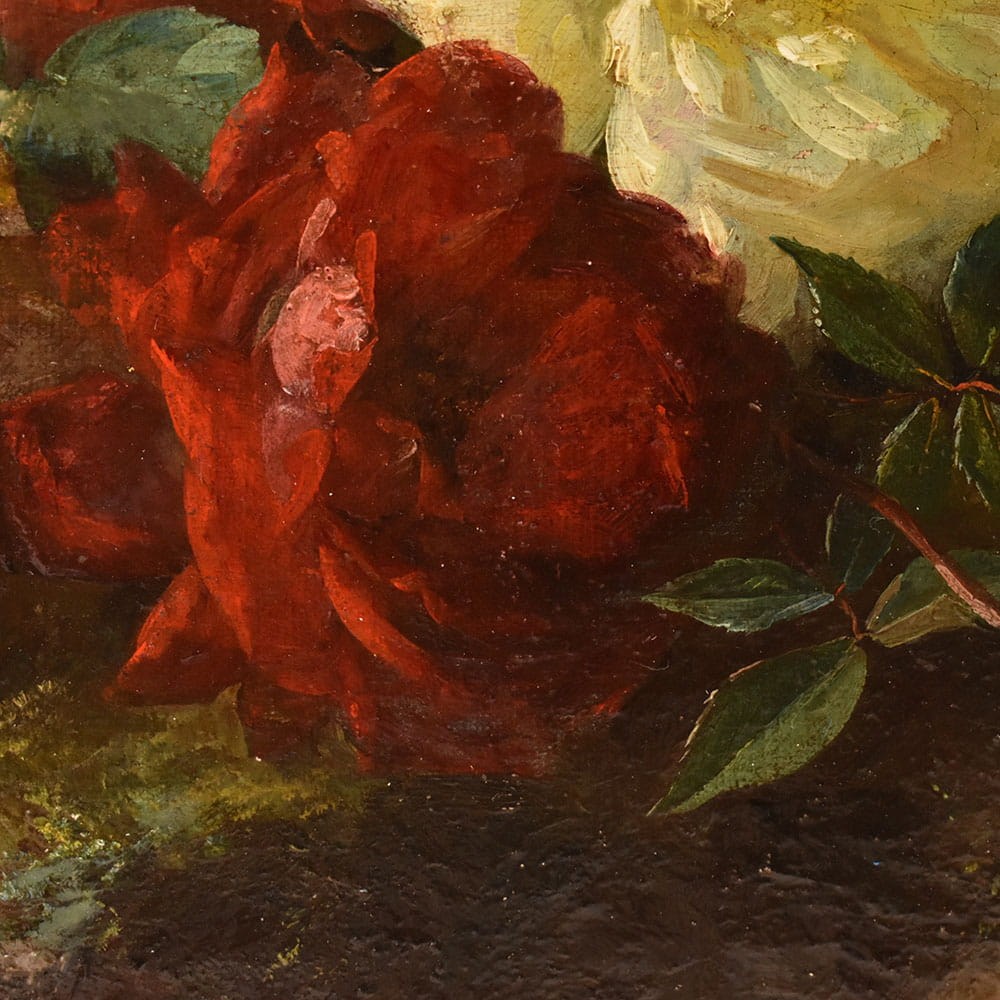 QF767 1a antique roses floral painting flower oil still life XIX.jpg